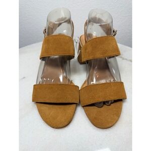 Lamica Italy Womens Tan Suede Block Heel Slingback Sandals Size 40 Made in Italy